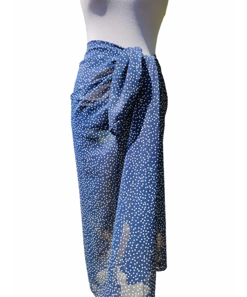 Chusta plażowa spódnica - eleganckie granatowe PAREO groszki